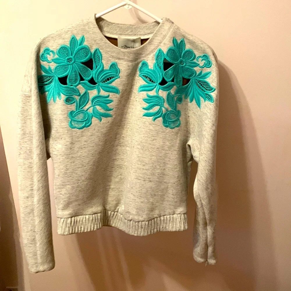 MOVING SALE 3.1 Phillip Lim Floral Embroidered Decorative Sweatshirt - Picture 1 of 5